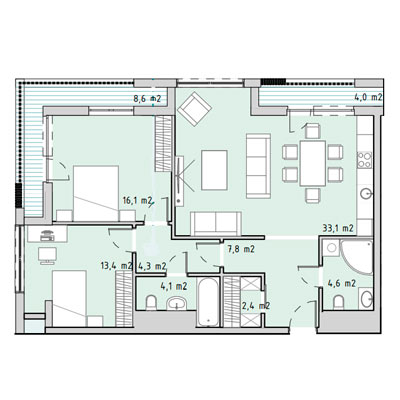 3 комнатные квартиры в ЖК Грани Residence